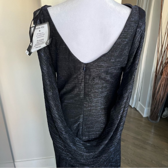 NWT. Betsy & Adam Metallic Cape Gown - Picture 9 of 15